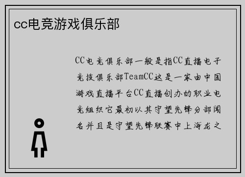 cc电竞游戏俱乐部